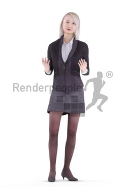 Animated 3D People model by Renderpeople – asian woman in business look, standing and talking