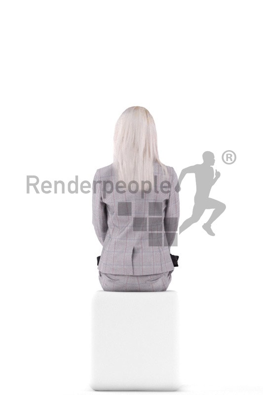 3d people business, asian 3d woman sitting with a briefcase on her lab