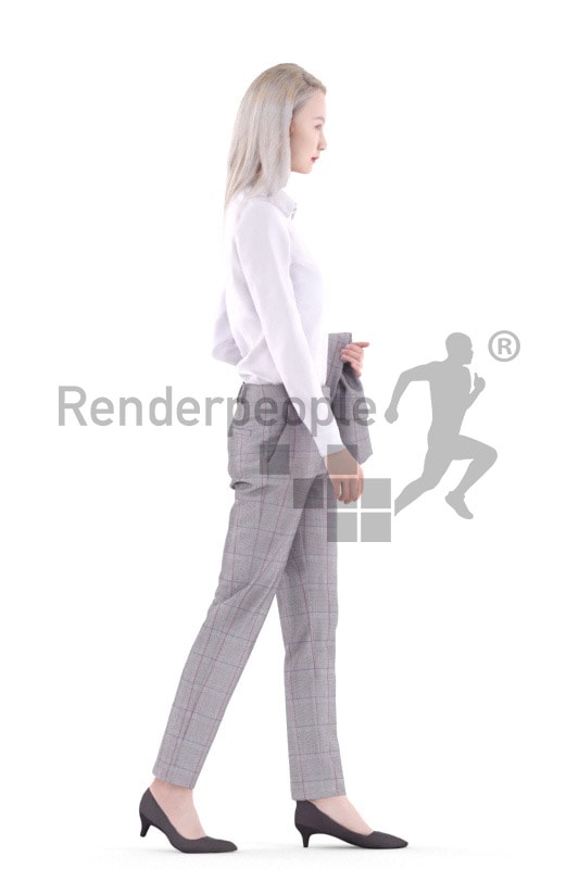 3d people business, asian 3d woman walking
