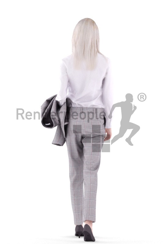 3d people business, asian 3d woman walking