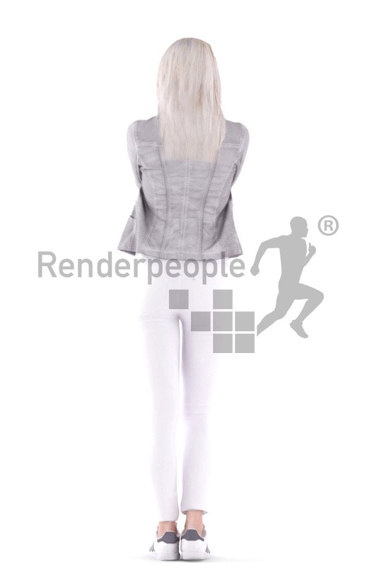 3d people casual, asian 3d woman standing taking a photo