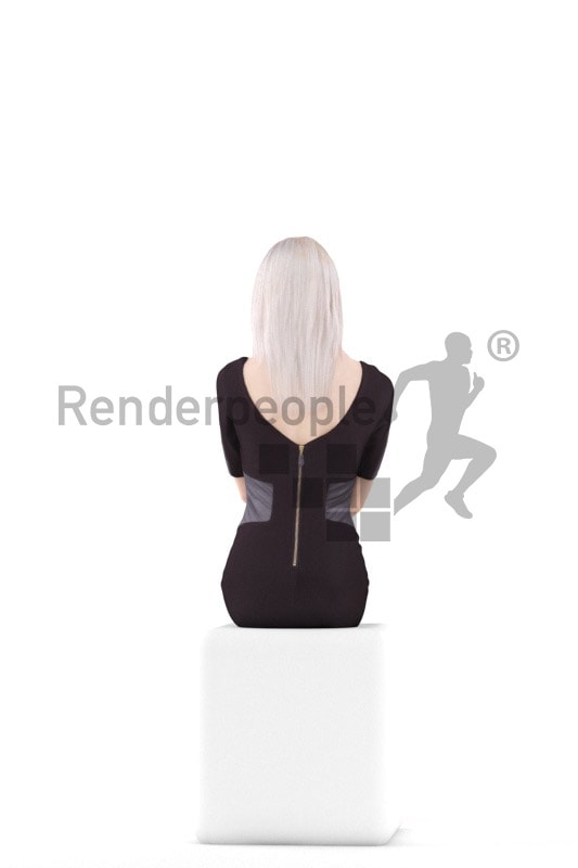 3d people evening, asian 3d woman sitting