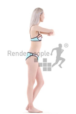 3d people swimming, asian 3d woman in the pool leaning