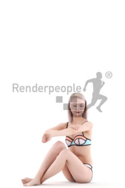3d people swimming, asian 3d woman sitting