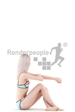 3d people swimming, asian 3d woman sitting