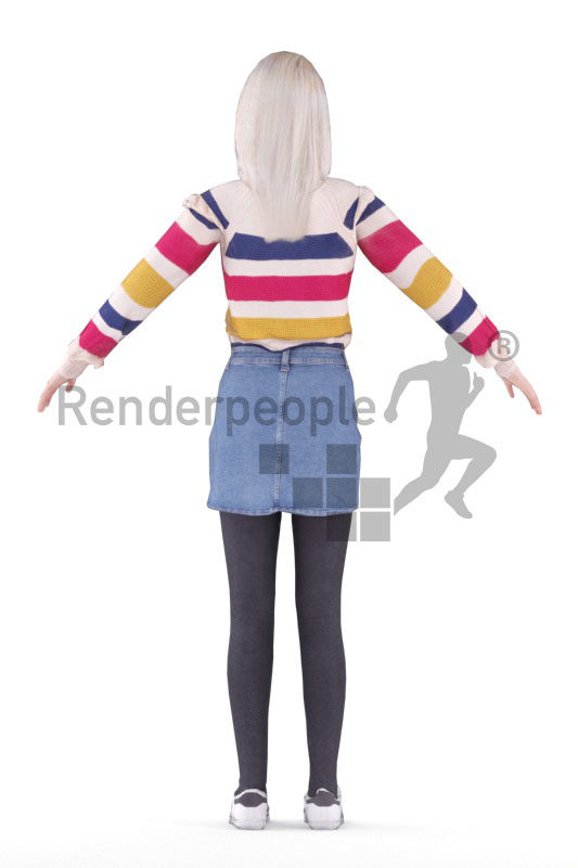 Rigged and retopologized 3D People model – asian woman in a daily outfit