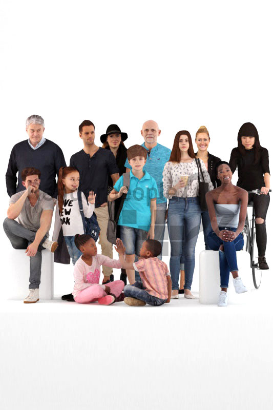 Posed 3D People model by Renderpeople – bundle, casual people