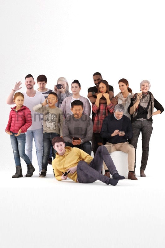 Posed 3D People model by Renderpeople – bundle, casual people