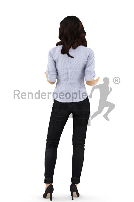 3d people business, asian 3d woman standing and gesturing
