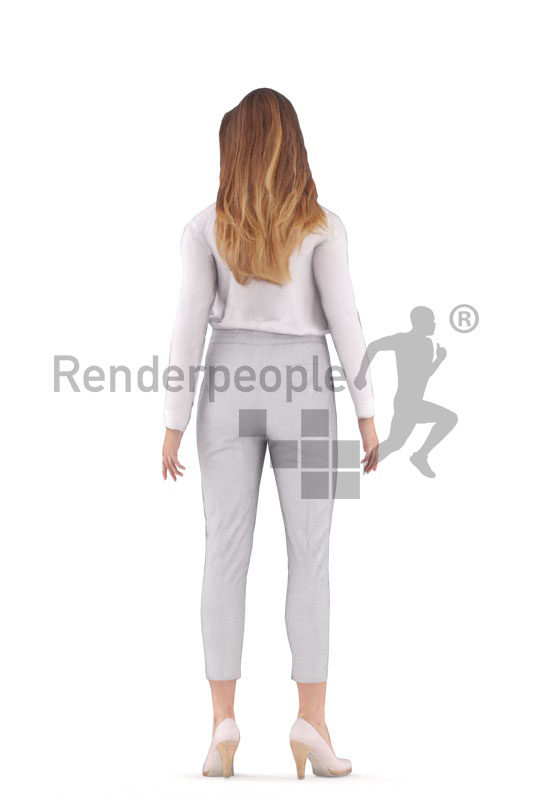 Animated human 3D model by Renderpeople – european female in business look, standing