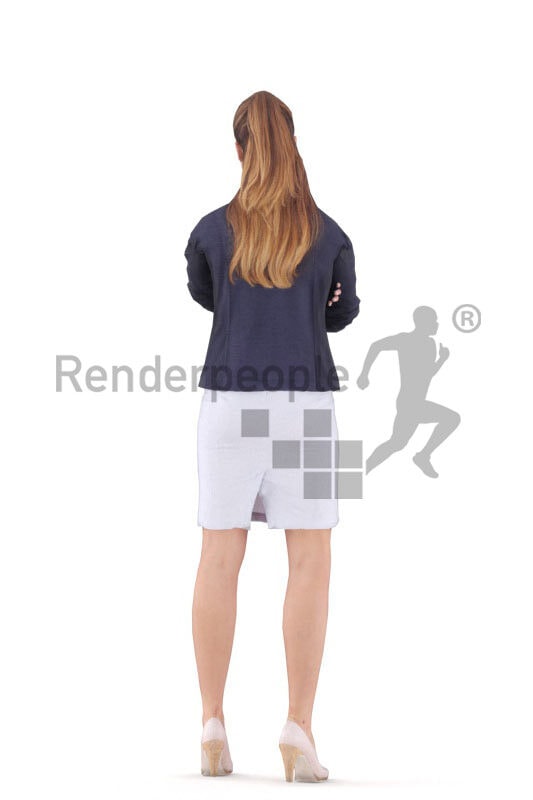 Animated 3D People model for 3ds Max and Maya – european female in smart casual business look, standing