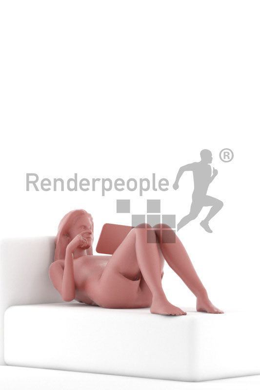 3d people casual, 3d white woman, relaxing animated