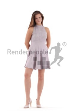 Photorealistic 3D People model by Renderpeople – white woman in event look, standing