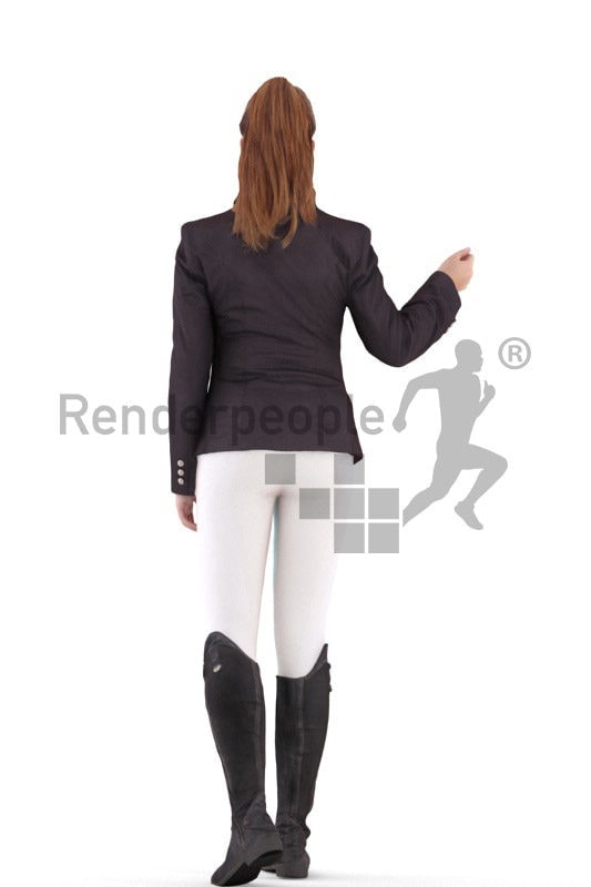 3D People model for 3ds Max and Blender – white woman in riding outfit, interacting with a horse