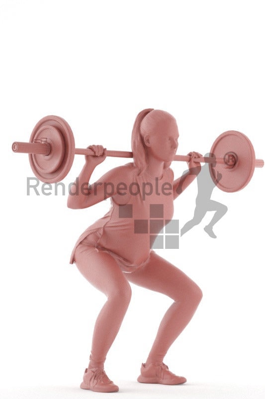 3D People model for 3ds Max and Sketch Up – european woman in sports dress, lifting weights