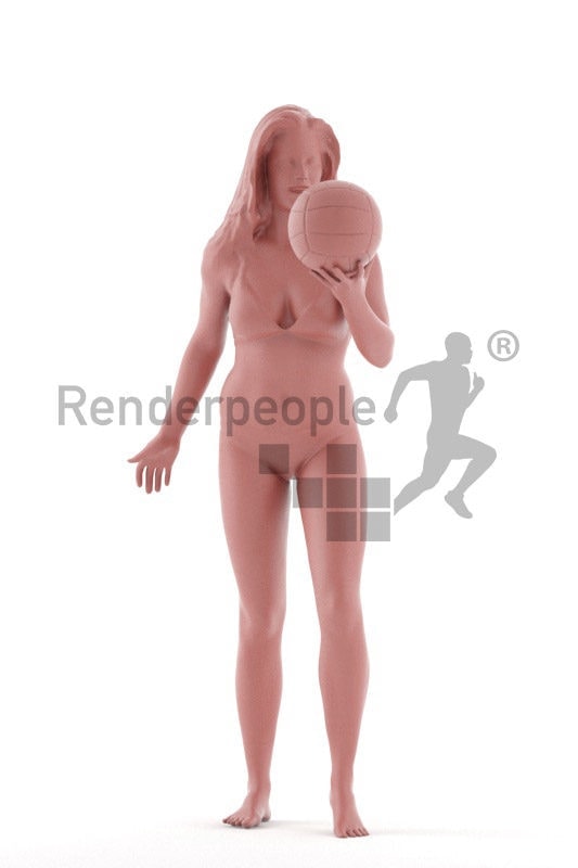 Posed 3D People model by Renderpeople – european female in bikini, playing beach volleyball