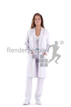 Posed 3D People model for visualization – european female doctor, standing