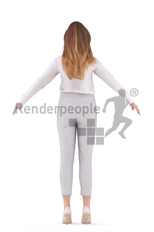 Rigged 3D People model by Renderpeople - European female in business outfit