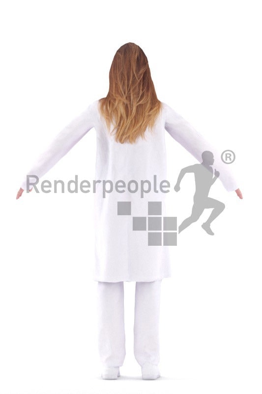 Rigged human 3D model by Renderpeople – european woman in doctor´s coat
