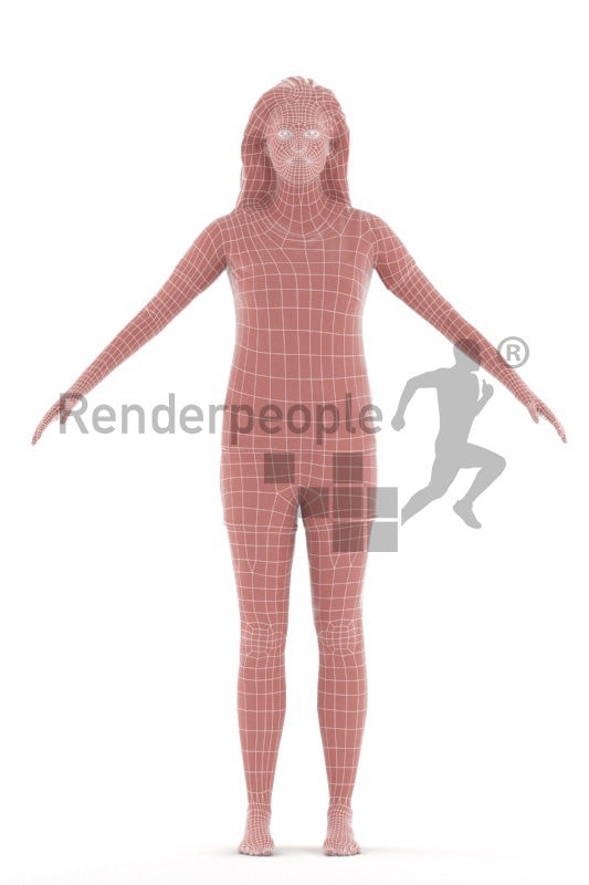 Rigged 3D People model for Maya and Cinema 4D – european woman in sleepwear