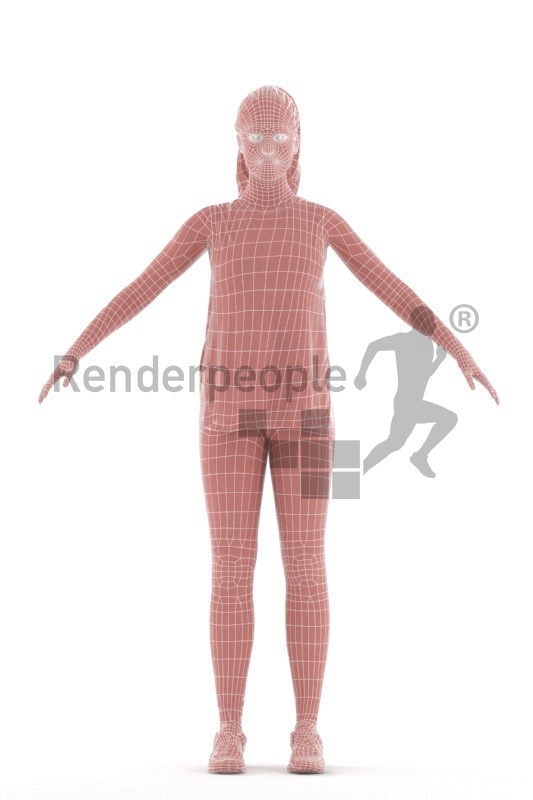 Rigged human 3D model by Renderpeople – european woman in gym wear