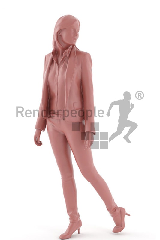 3d people business, white 3d woman looking over her shoulder