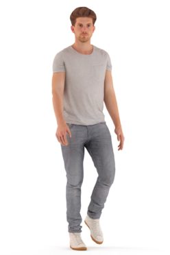 Animated 3D People model for realtime, VR and AR – european man in daily outfit, walking