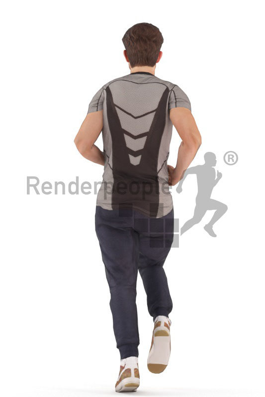 Human 3D model for animations – european man in sports dress, jogging