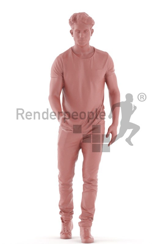 3d people casual, young man walking