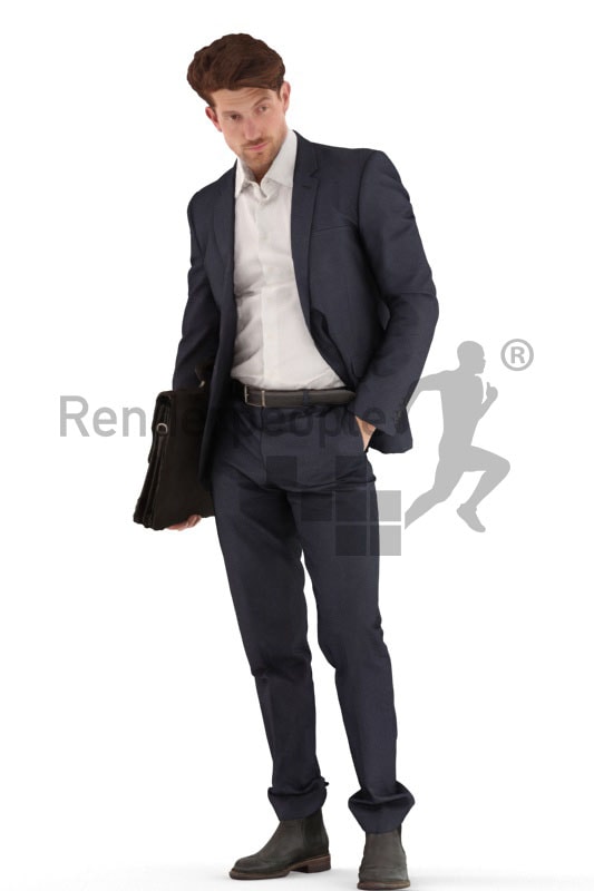 3d people business, young man standing