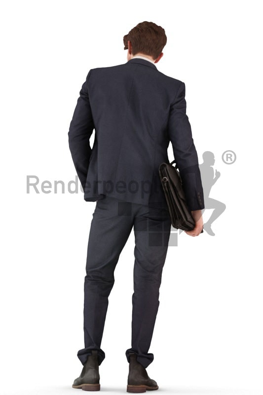 3d people business, young man standing
