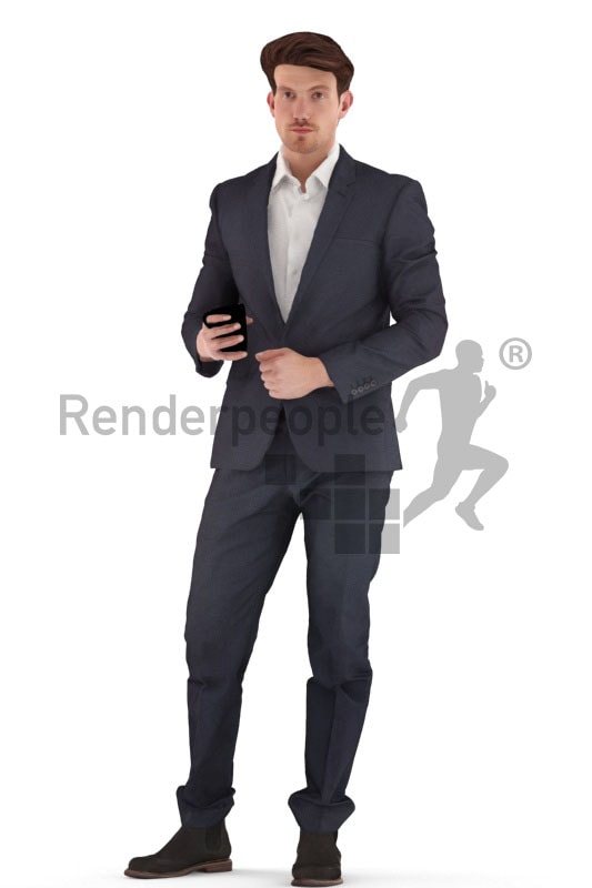 3d people business, young man standing and talking