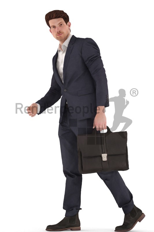 3d people business, young 3d man walking