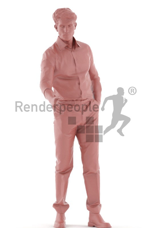3d people business, young 3d man standing and shaking hands