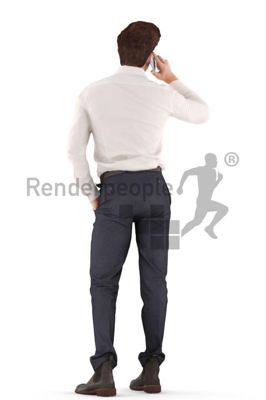 3d people business, man standing and calling