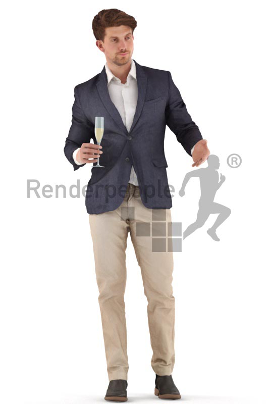 3d people event, man standing and drinking