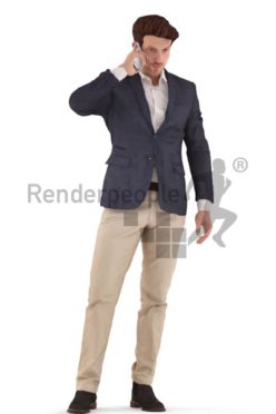 3d people event, man standing and callling