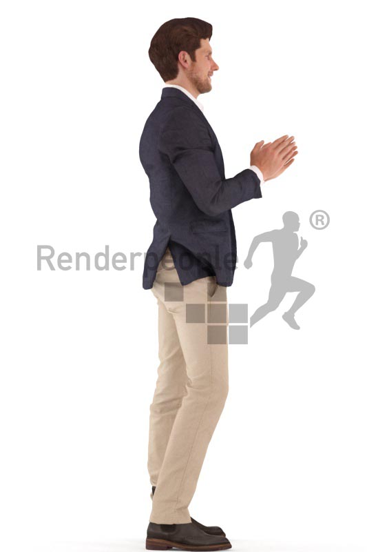 3d people event, man standing and clapping