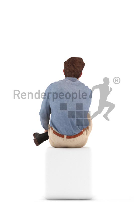 3d people casual, man sitting