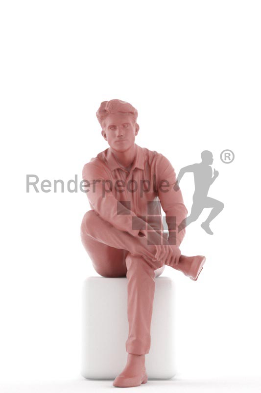 3d people casual, man sitting