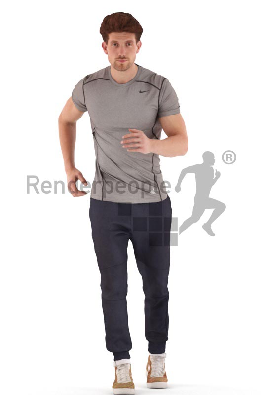 3d people sport, man jogging