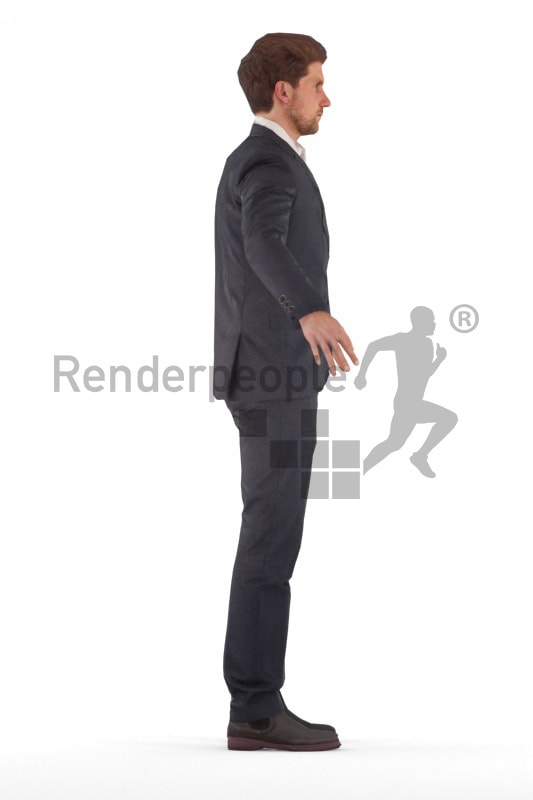 3d people business, rigged young man in A Pose