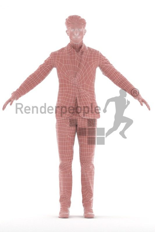 3d people event, rigged young man in A Pose