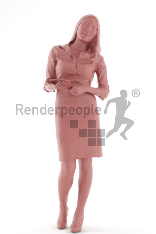 3d people business, asian 3d woman with a tablet