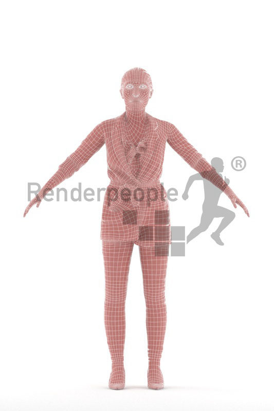 Rigged and retopologized 3D People model – asian woman, business