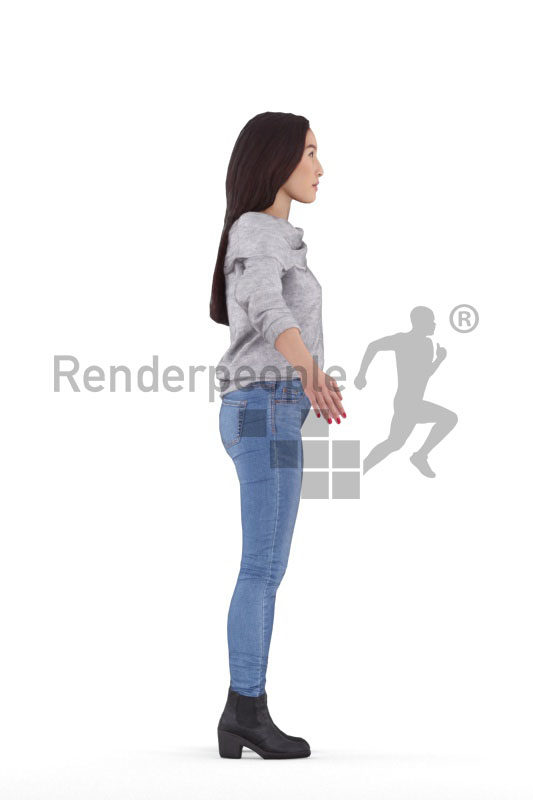 Rigged 3D People model for Maya and 3ds Max – asian woman with daily clothes
