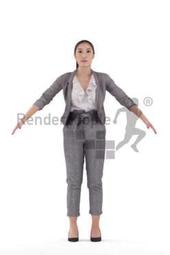 Rigged 3D People model for Maya and 3ds Max –Asian woman, business