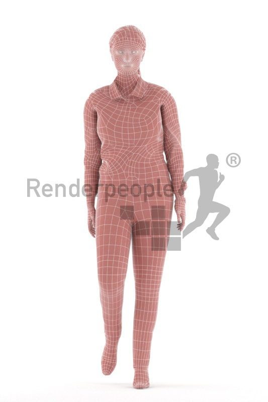 3d people business, animated woman walking