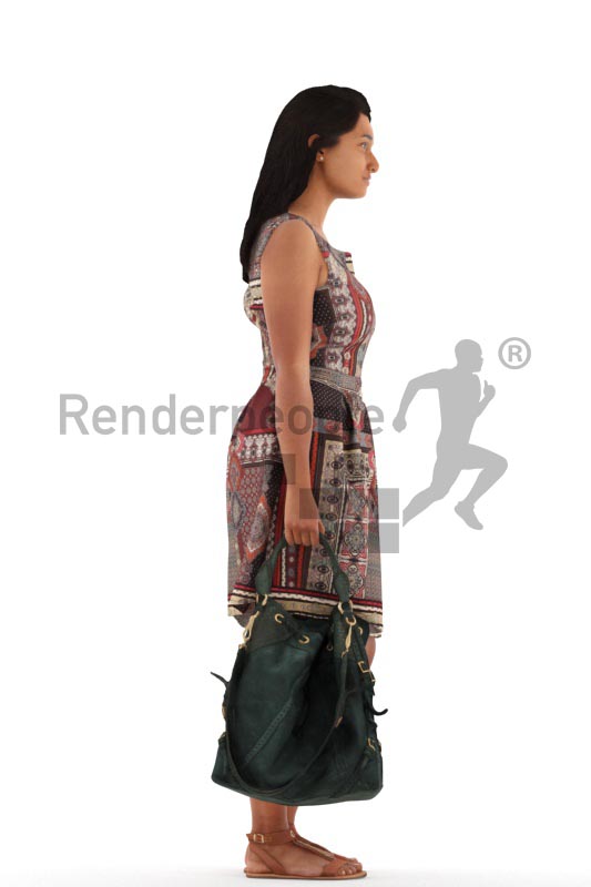 3d people casual, young woman standing