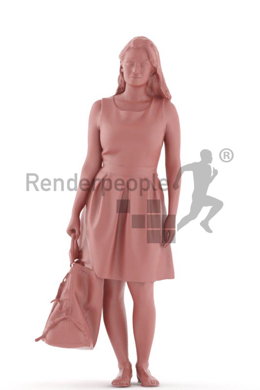 3d people casual, young woman standing